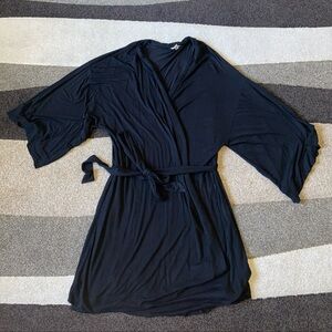 Soma Women Soft Knit Black Short Belted Tie Robe With Pockets XXL